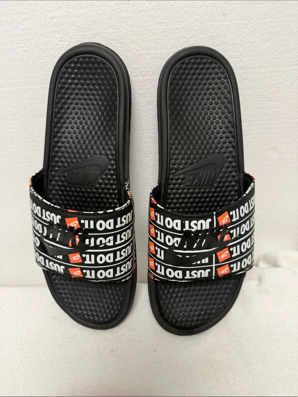 Nike Benassi JDI Print Men's Slide Sandals Black Orange Size 14